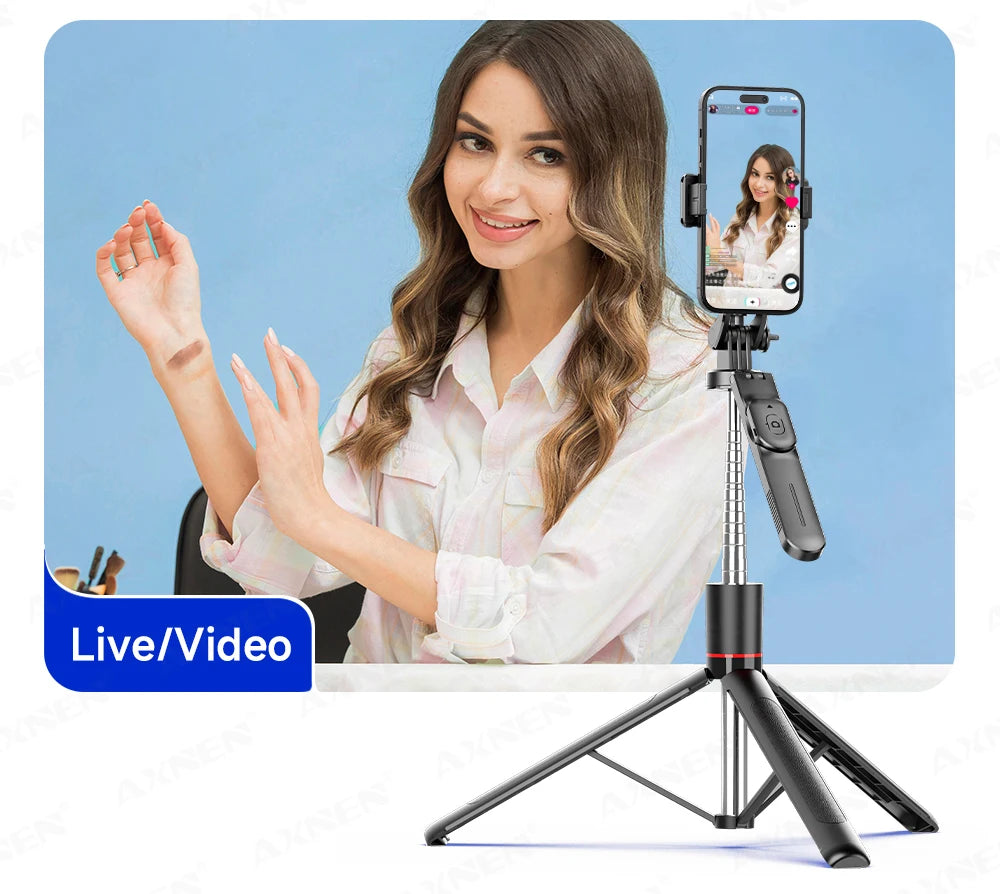 F16 Selfie Stick Tripod with 1708mm Long 8-Section Pole, Bluetooth Remote, 360° Rotation, 1/4 Interface, for Phone Camera Vlog Trekker Essentials