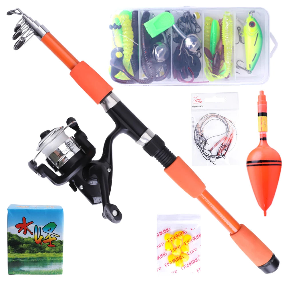 FTK Telescopic Fishing Rod & Reel Combo - 1.8/2.1m Carbon Fiber Pole with Full Kit