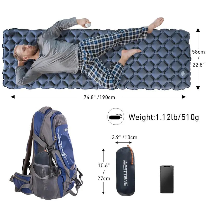 Ultralight Inflatable Camping Sleeping Pad – Portable TPU Nylon Air Mattress for Hiking & Travel Trekker Essentials