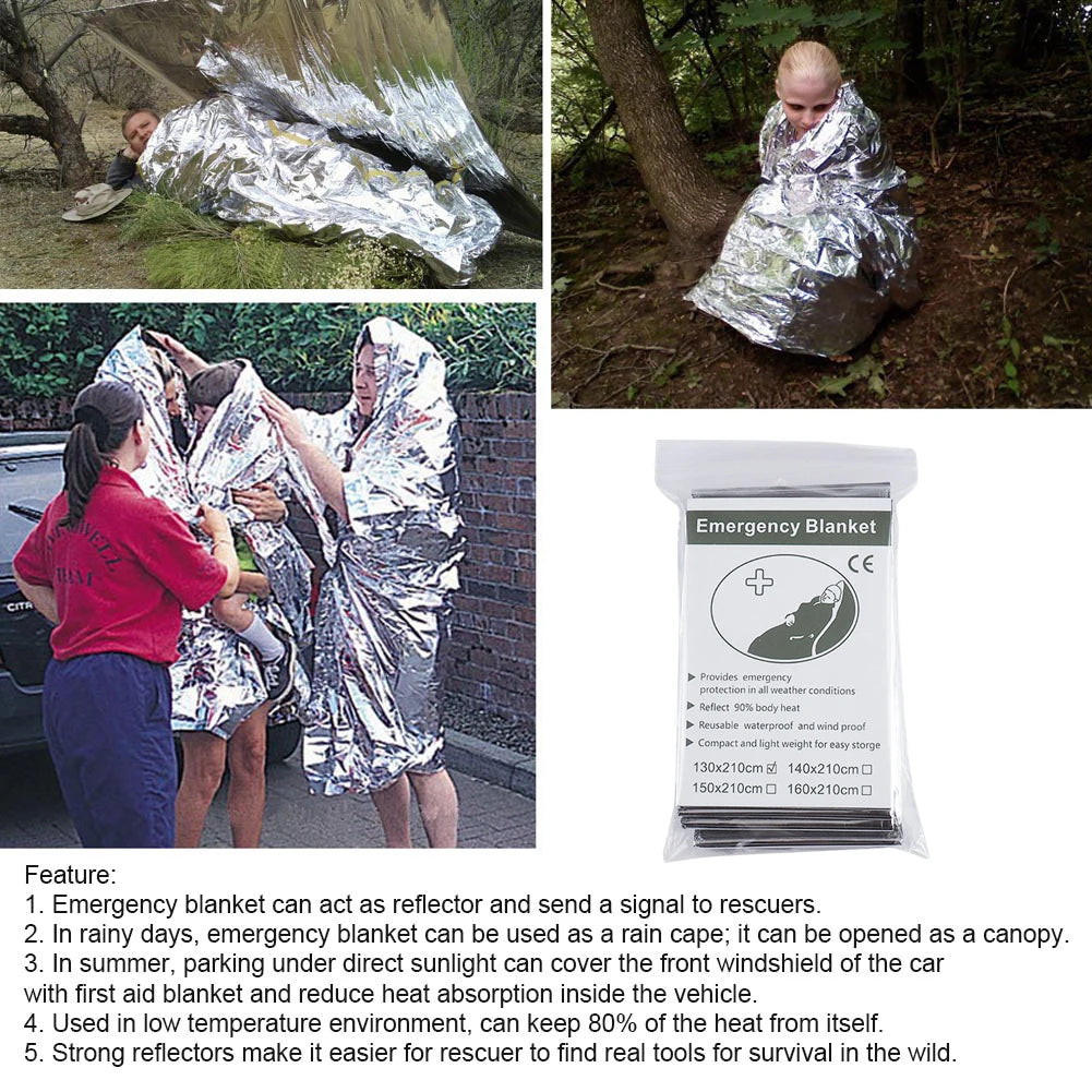 30-1PCS Emergency Rescue Blanket Outdoor Survive First Aid survival blanket Military Rescue Kit Rescue Foil Thermal Blanket ﻿ Trekker Essentials