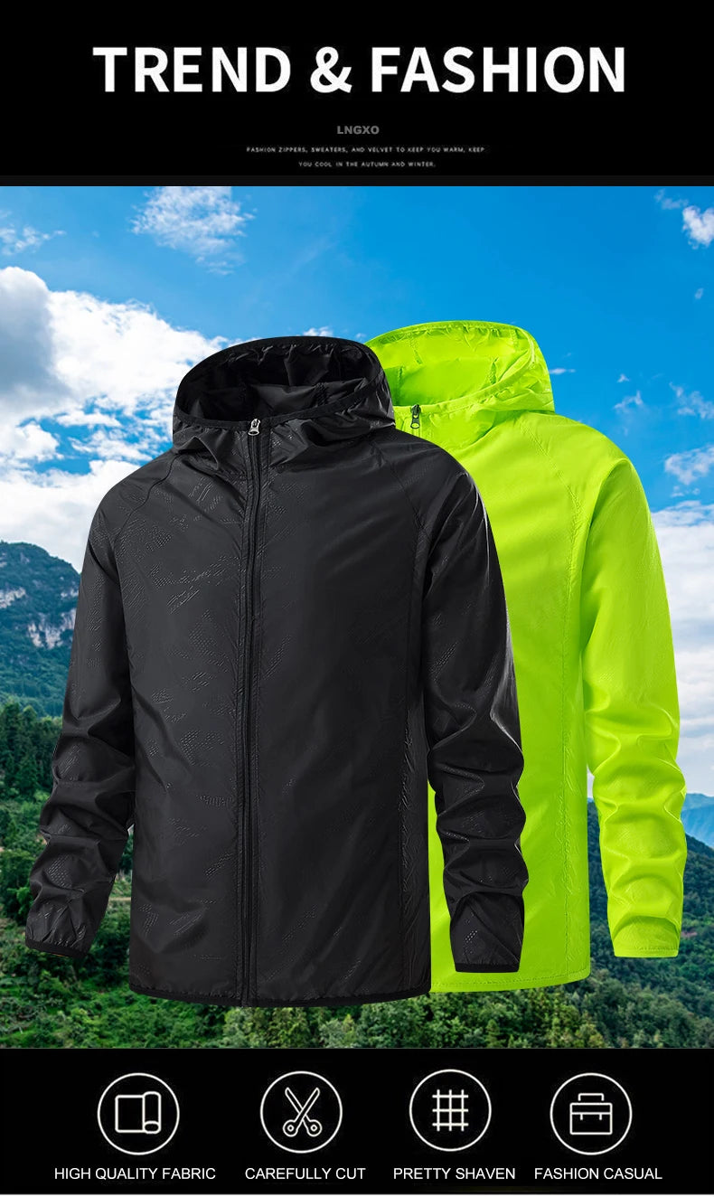 JNLN Men Women Hiking Jackets Waterproof Sun Protective Windbreaker Unisex Camping Climbing Outdoor Rain Coat Portable Clothes Trekker Essentials