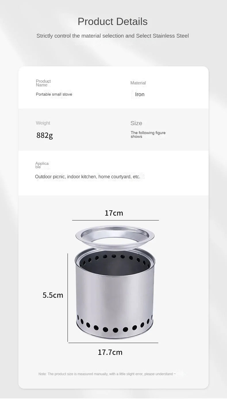 Multifunctional Stainless Steel Wood Stove | Portable Outdoor Heater & Barbecue Grill for Camping