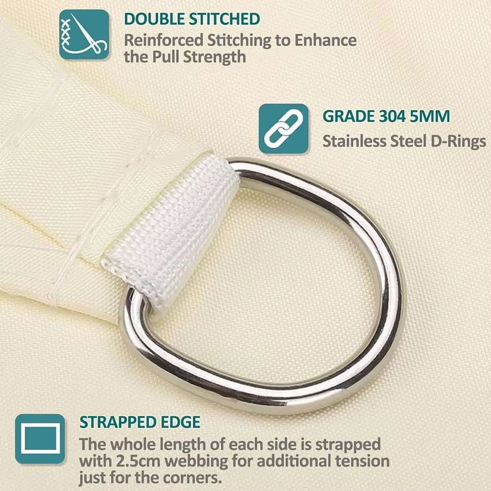 Waterproof Sun Shade Sail UV Block Canopy for Patio Garden Backyard Outdoor with D-Rings Trekker Essentials