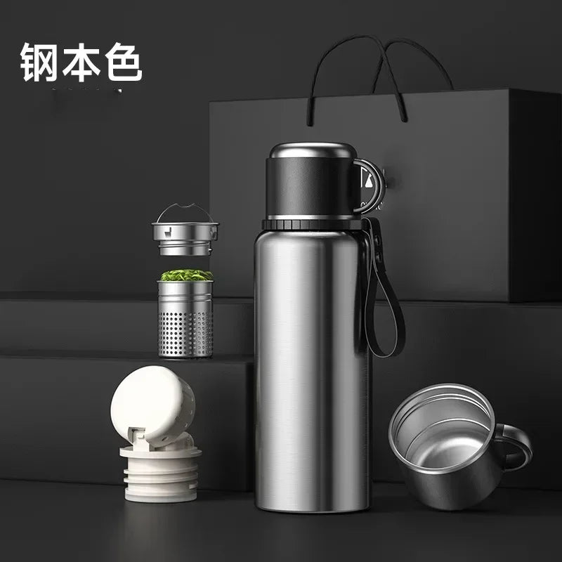 Smart Temperature Display Travel Thermos | 316 Stainless Steel Vacuum Insulated Coffee Mug with Tea Filter