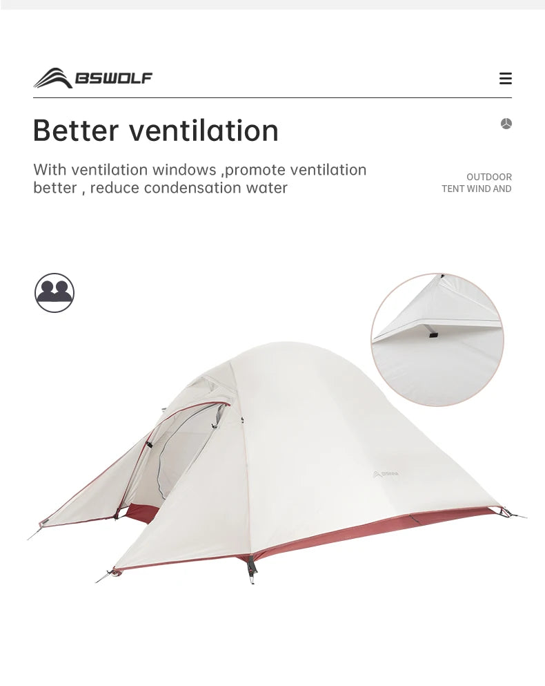 Ultralight 1–2 Person Backpacking Tent – 20D Nylon Waterproof Trekking Tent for Hiking & Cycling Trekker Essentials