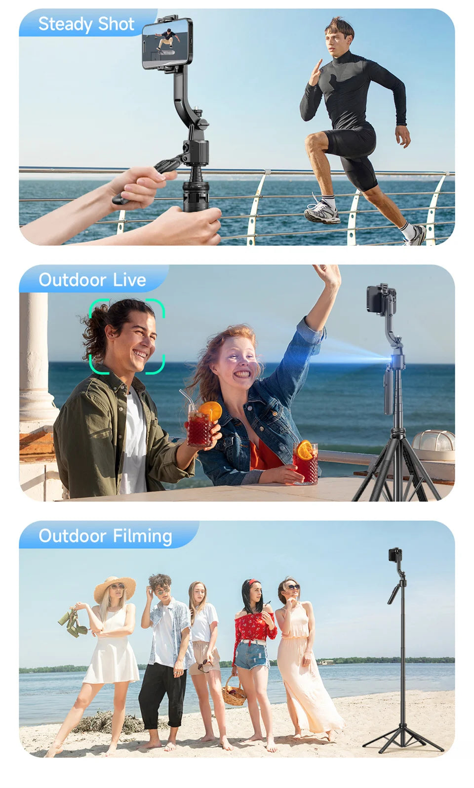 AI Tracking Selfie Stick - 360° Auto-Follow Tripod with Bluetooth Remote
