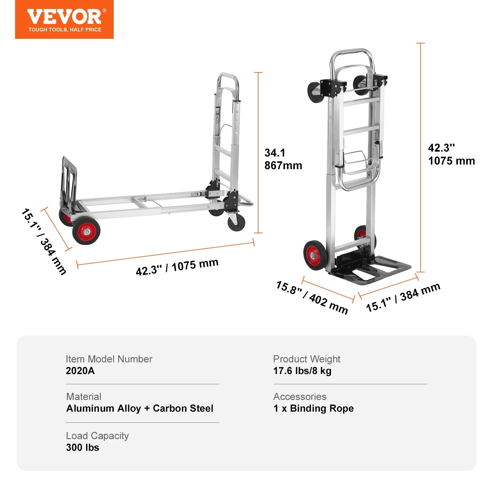 SucceBuy 400 lbs Folding Hand Truck Lightweight Dolly with Wheels Foldable Luggage Utility Cart for Warehouse Transport Moving Trekker Essentials
