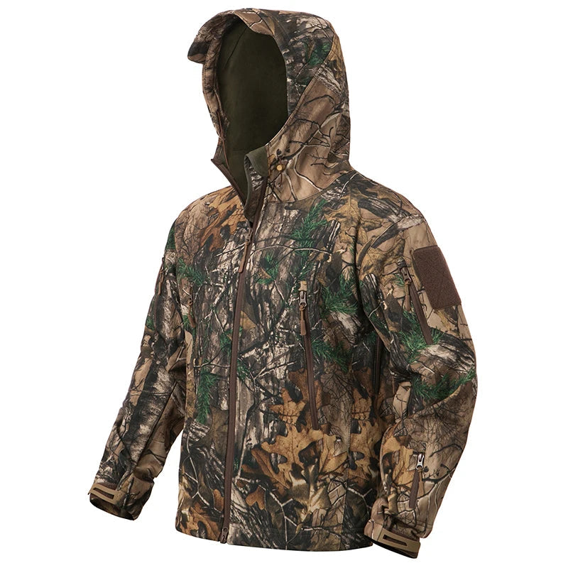 Men’s Camouflage Tactical Jacket – Waterproof Soft Shell Hunting Jacket with Fleece Lining for Outdoor & Winter Use Trekker Essentials