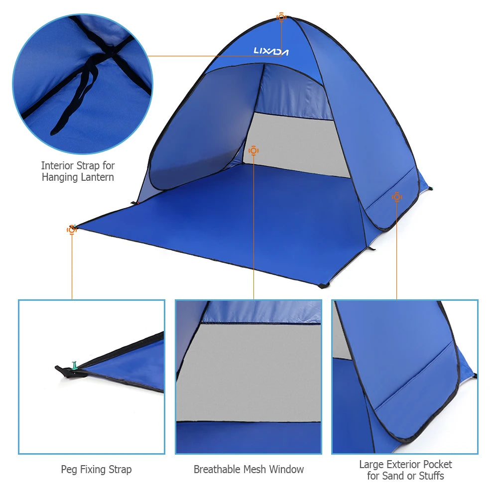 Instant Pop-Up Beach Tent – Lightweight UV Protection Sun Shelter for Camping & Outdoor Travel (1–2 Person) Trekker Essentials