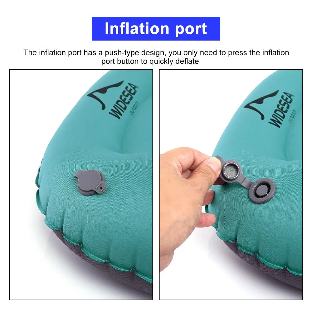 Almohada inflable portátil para acampar: cojín de aire comprimible para viajes y dormir al aire libre