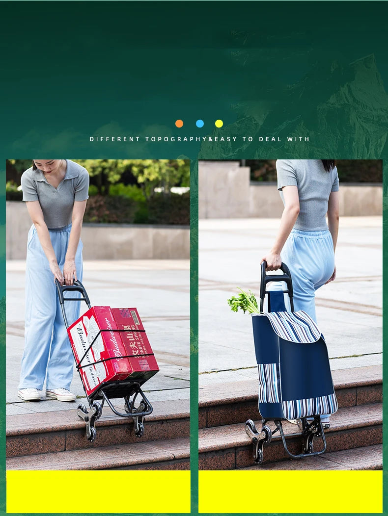 Light Grocery Shopping Trolley Household Climbing Stairs Folding Trailer Outdoor Travel Hand Pull Shopping Cart