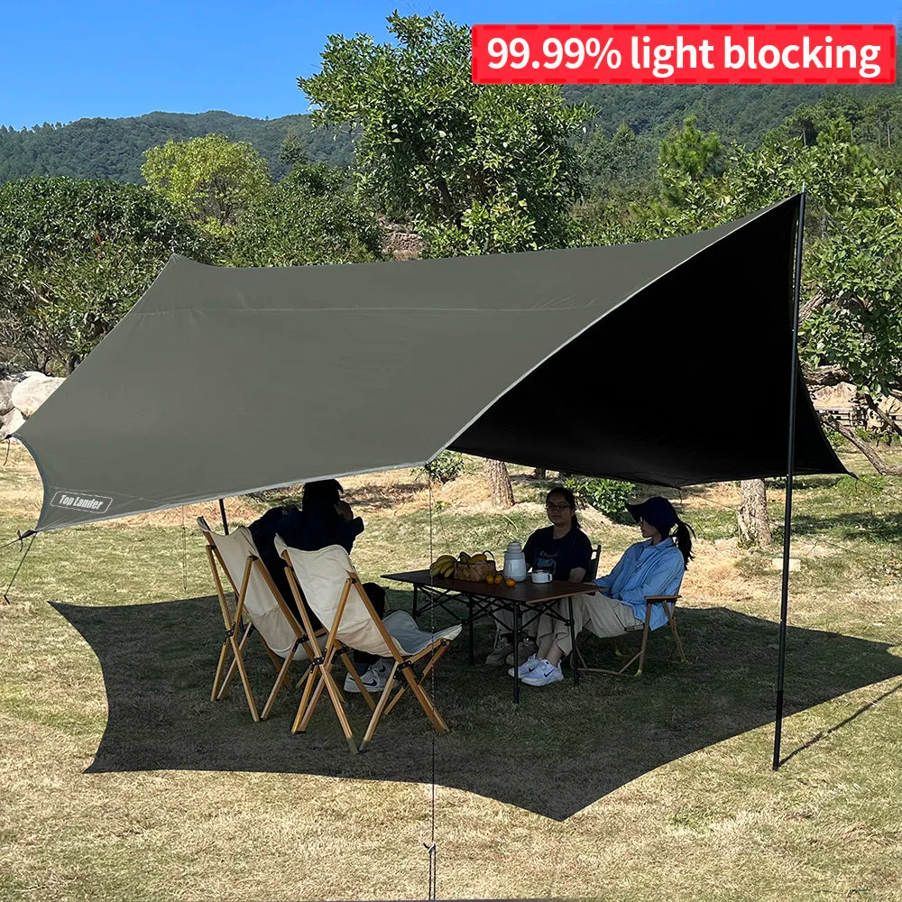 Large Waterproof Camping Tarp 5.1×5.1m – Black Coated Sun Shelter Canopy for Outdoor Camping & Shade Trekker Essentials