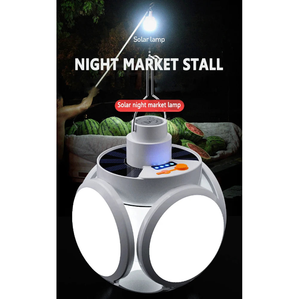 Solar LED Camping Light Bulb – 500LM Rechargeable Portable Lantern with USB Charging & 5 Lighting Modes Trekker Essentials