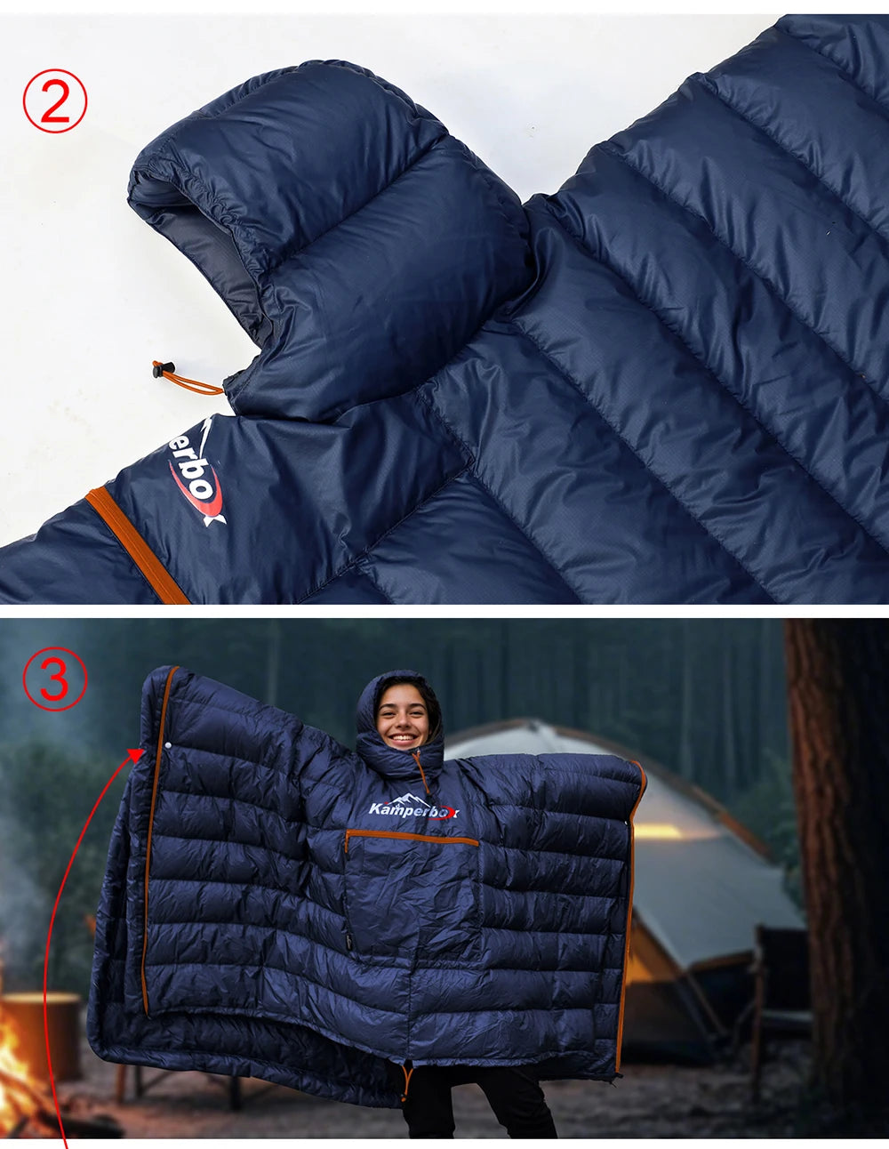 All-Season Wearable Sleeping Bag: 3-in-1 Poncho, Camping Blanket & Envelope Sleeping Bag for Adults