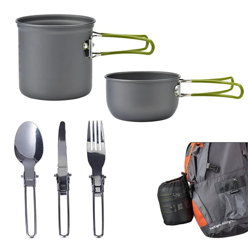 Juego de utensilios de cocina portátil para acampar Nature Hike con miniestufa de gas: Kit completo para cocinar en pícnic