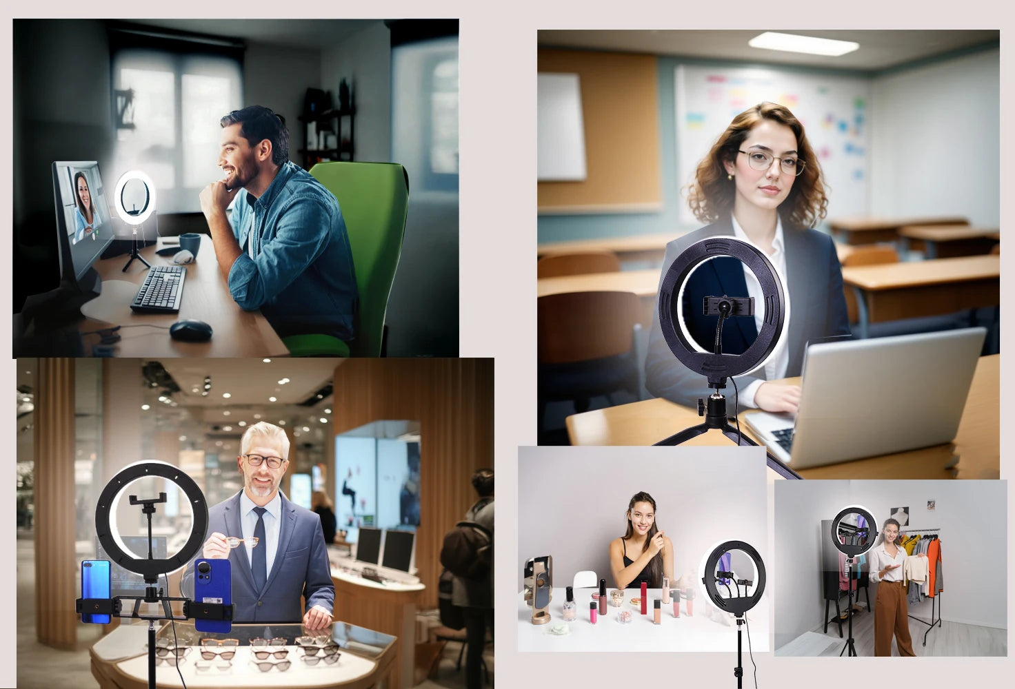 6-14" Professional Ring Light Kit with Tripod – Bi-Color 3200K-5600K LED, USB Powered for Live Streaming, Makeup, TikTok Videos