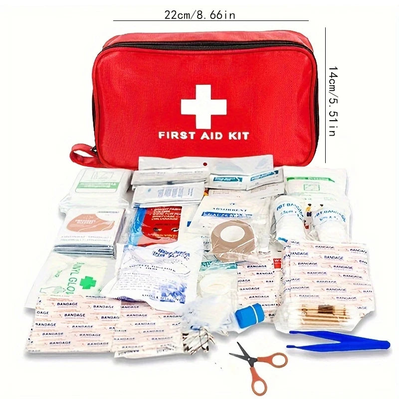 Family Car Travel First Aid Kit 198 Pieces First Aid Kit for Home, Car, Travel, Business, Survival, Office, Camping, Hiking, Boa Trekker Essentials