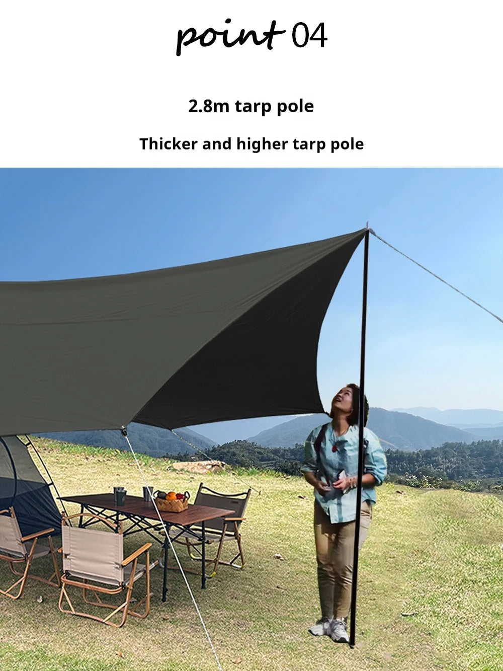 Large Waterproof Camping Tarp 5.1×5.1m – Black Coated Sun Shelter Canopy for Outdoor Camping & Shade Trekker Essentials