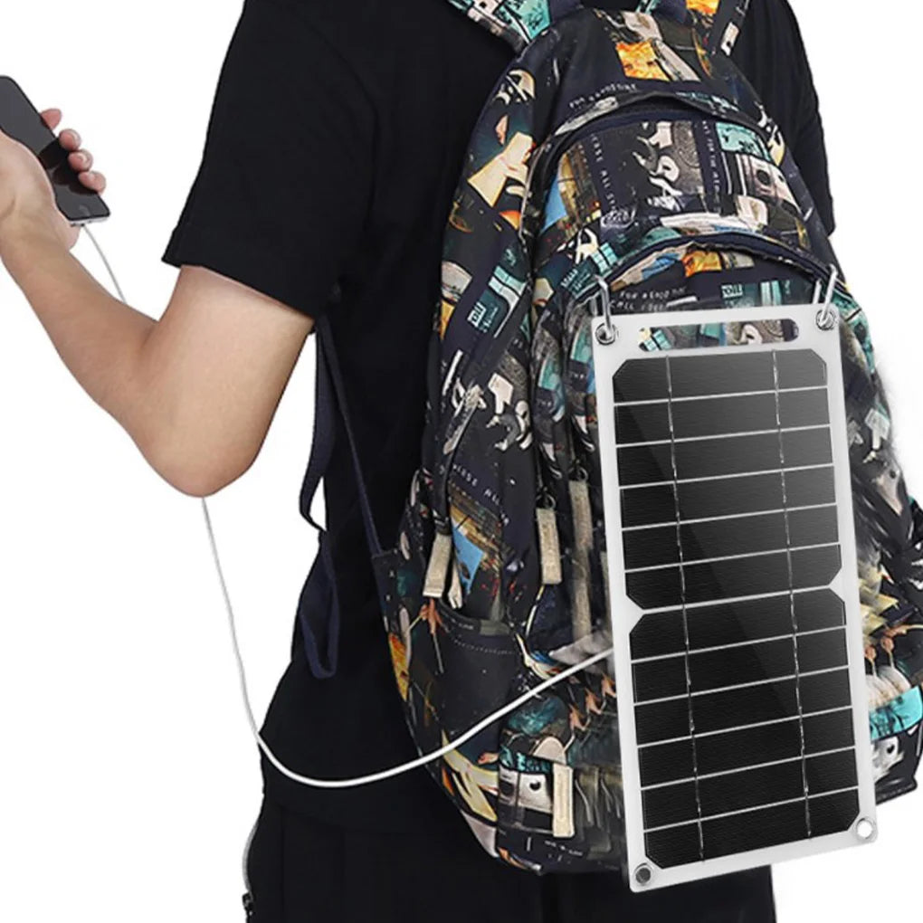 Panel solar USB para exteriores, impermeable, de 5 V, portátil, de alta potencia, cargador solar para teléfonos móviles, ideal para senderismo y acampada.