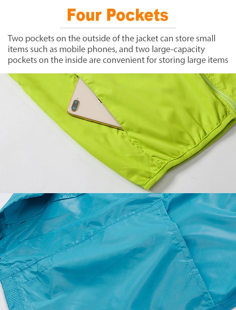 JNLN Men Women Hiking Jackets Waterproof Sun Protective Windbreaker Unisex Camping Climbing Outdoor Rain Coat Portable Clothes Trekker Essentials