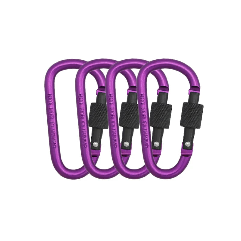 Carabiner Clips with Screw Gate 4Pcs Carabiners Hiking Clips with 7mm Diameter Aluminum Rod EDC Outdoor Camping Equipment Hook