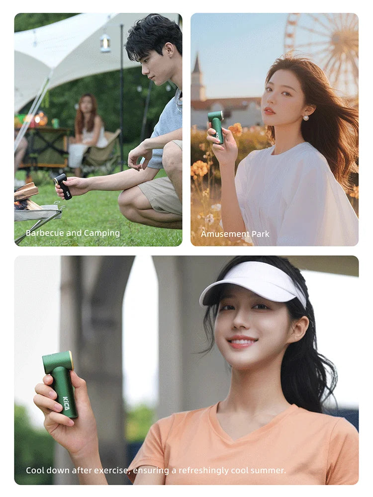 Kica JetFan mini Personal Handheld Fan 3000mAh, Metal Turbo Fan, Adjustable Speed, Outdoor/Travel/Camping, Up to 14H Work Time Trekker Essentials