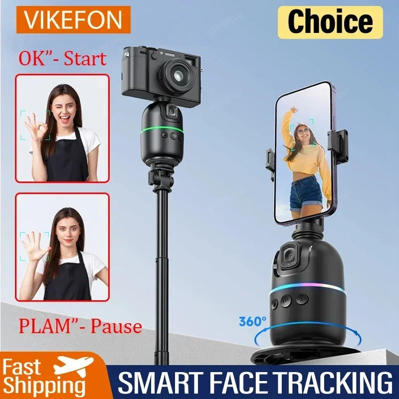 360° Auto Face Tracking Gimbal Tripod with Gesture Control & Remote
