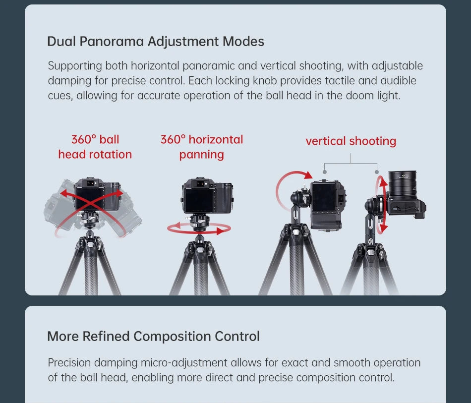 Trípode de viaje de fibra de carbono - Trípode profesional de bloqueo rápido con montura F38