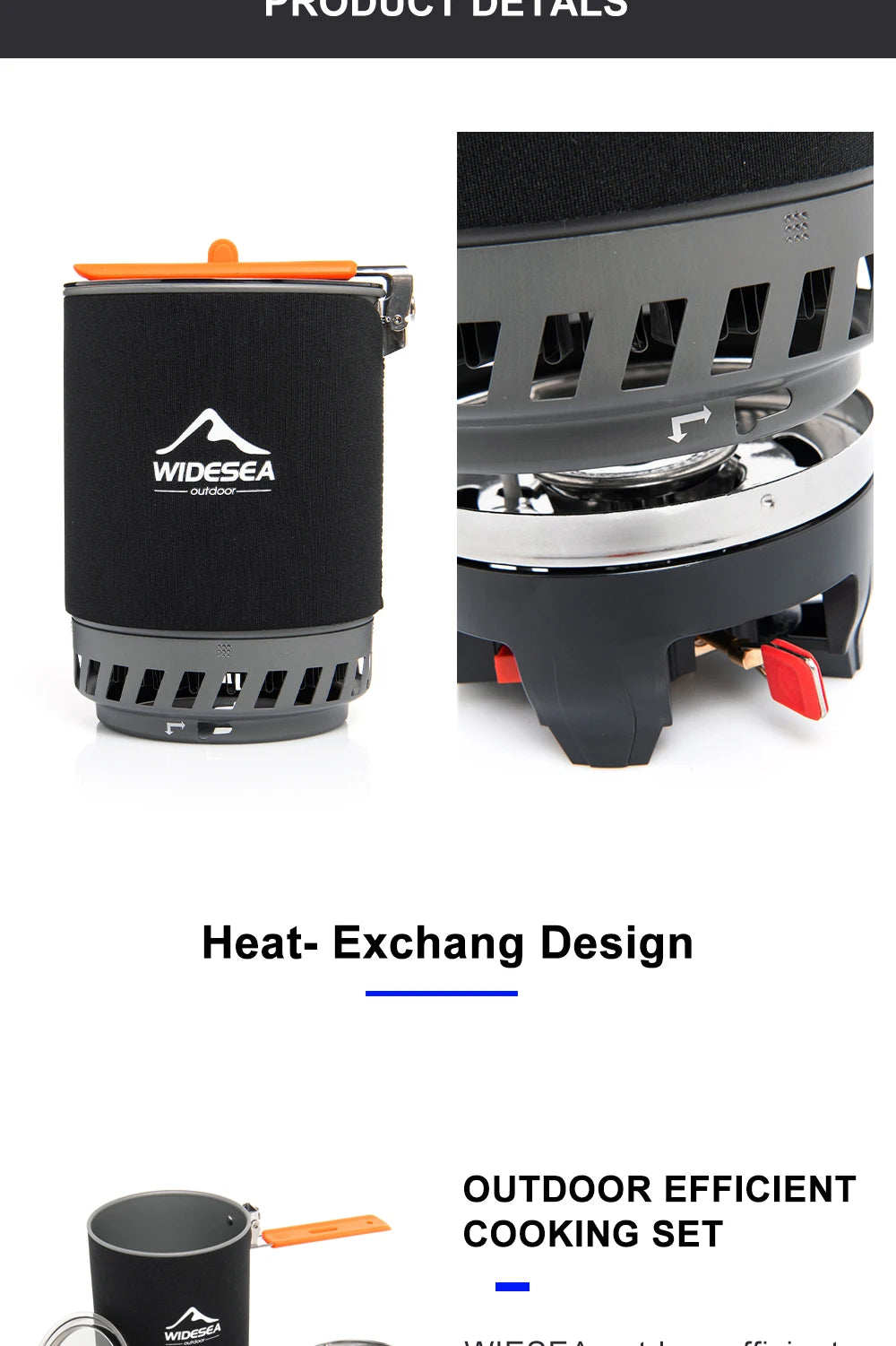 Camping Cooking System with Heat Exchanger – Complete Outdoor Pot Set & Gas Stove