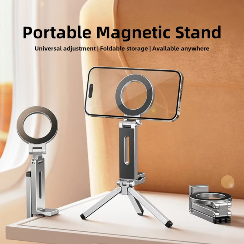 Magnetic Phone Tripod Stand - 360° Foldable Holder for iPhone & Android