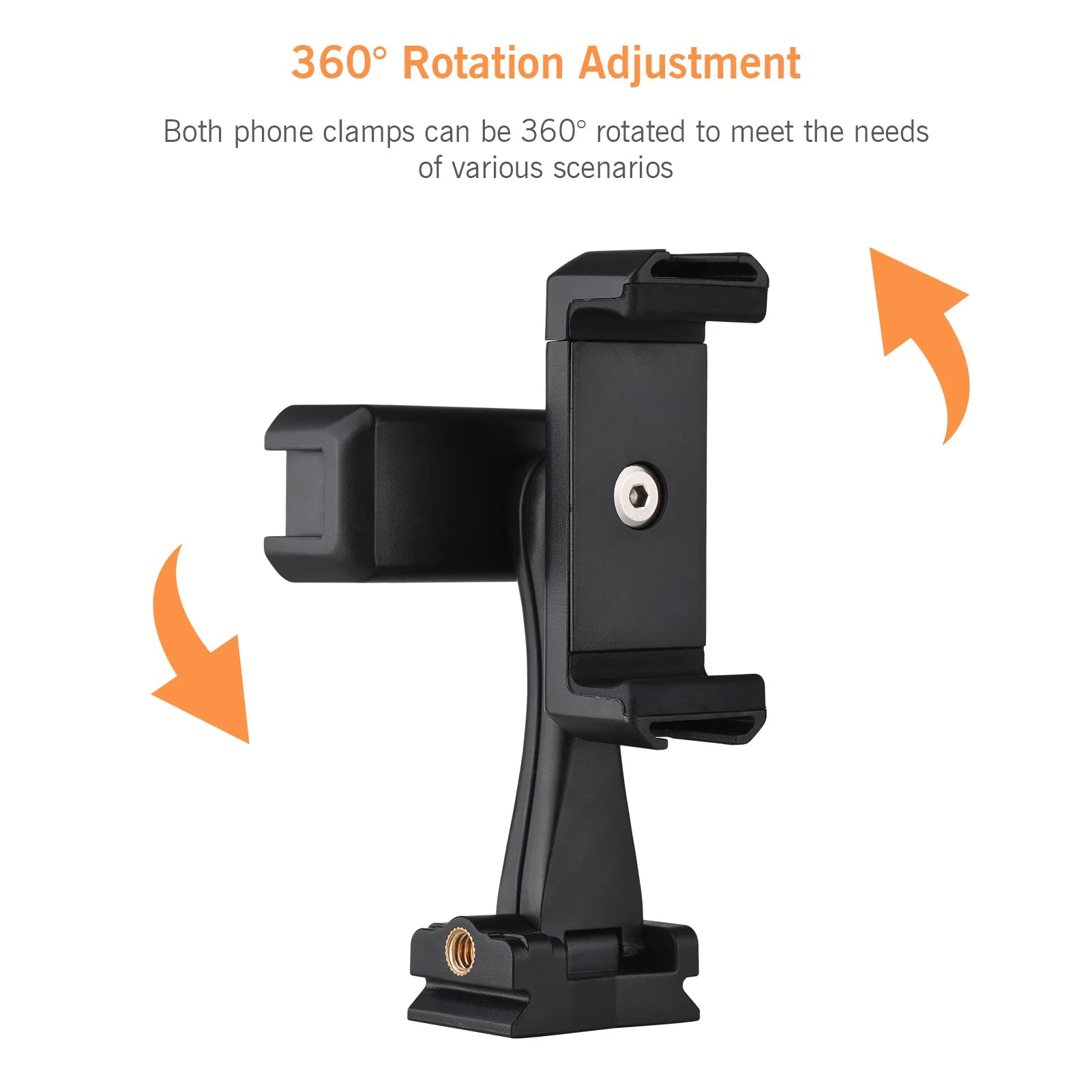 Professional Smartphone Video Kit - Dual Phone Mount with 4 Cold Shoes, 360° Tripod & Adjustable Holders for Vlogging/Live Streaming.
