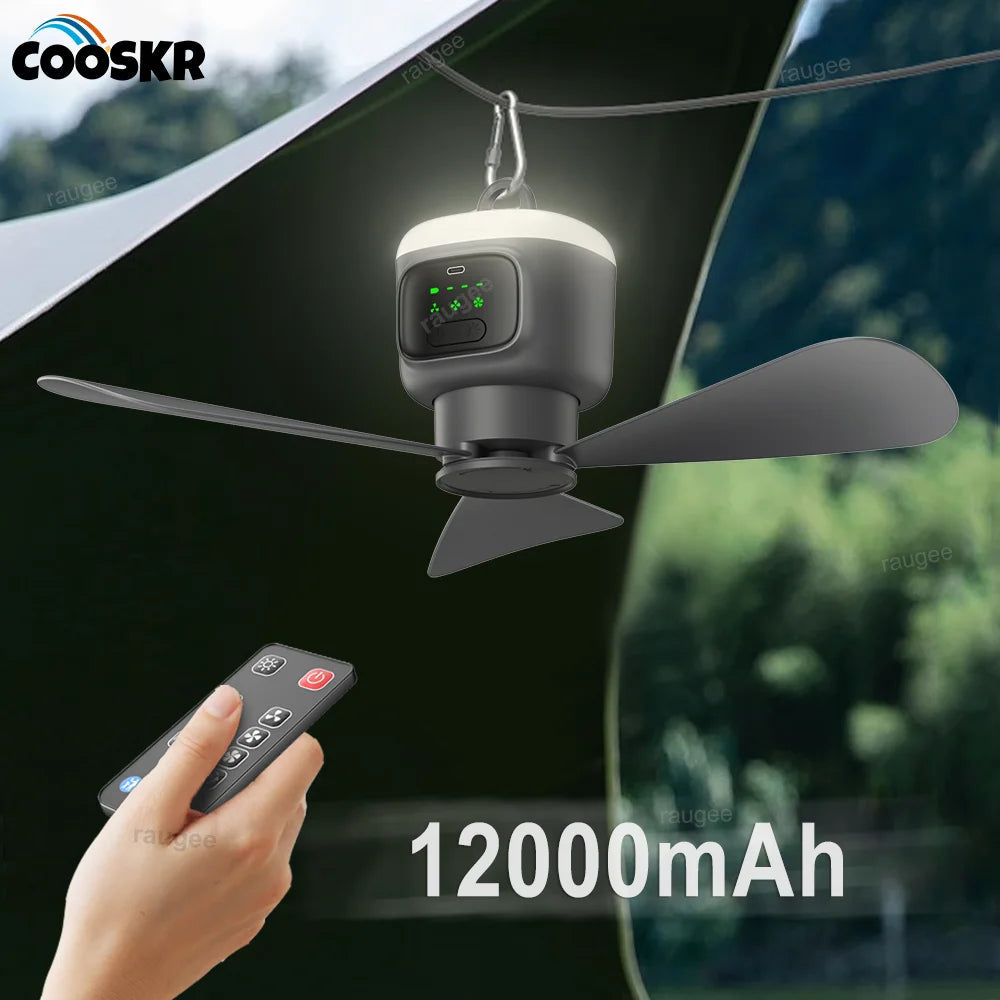 12000mAh Tent Ceiling Fan Remote Control LED | 7.5hr+