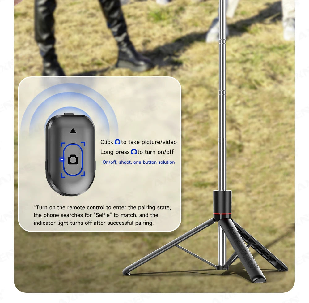 F16 Selfie Stick Tripod with 1708mm Long 8-Section Pole, Bluetooth Remote, 360° Rotation, 1/4 Interface, for Phone Camera Vlog Trekker Essentials