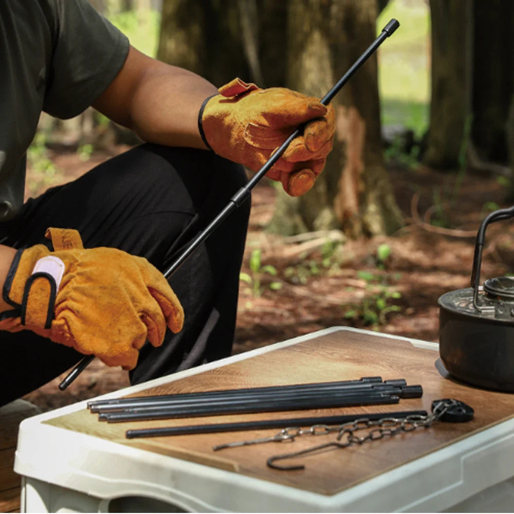 Adjustable Camping Tripod Stand - Lightweight Aluminum Hanging Pot Holder for Outdoor Cooking, BBQ & Dutch Oven (26-78cm Height)