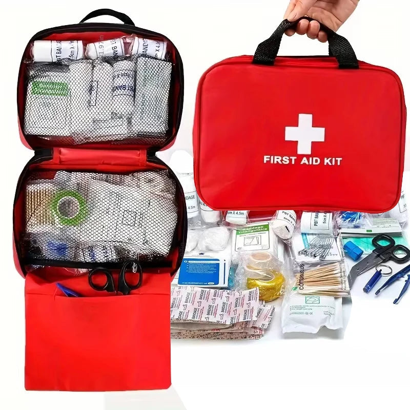 184pcs First Aid Kit, Multi-purpose Emergency Medical Supplies Portable Medical Bag, For Outdoor Hiking, Camping And More Rescue Trekker Essentials