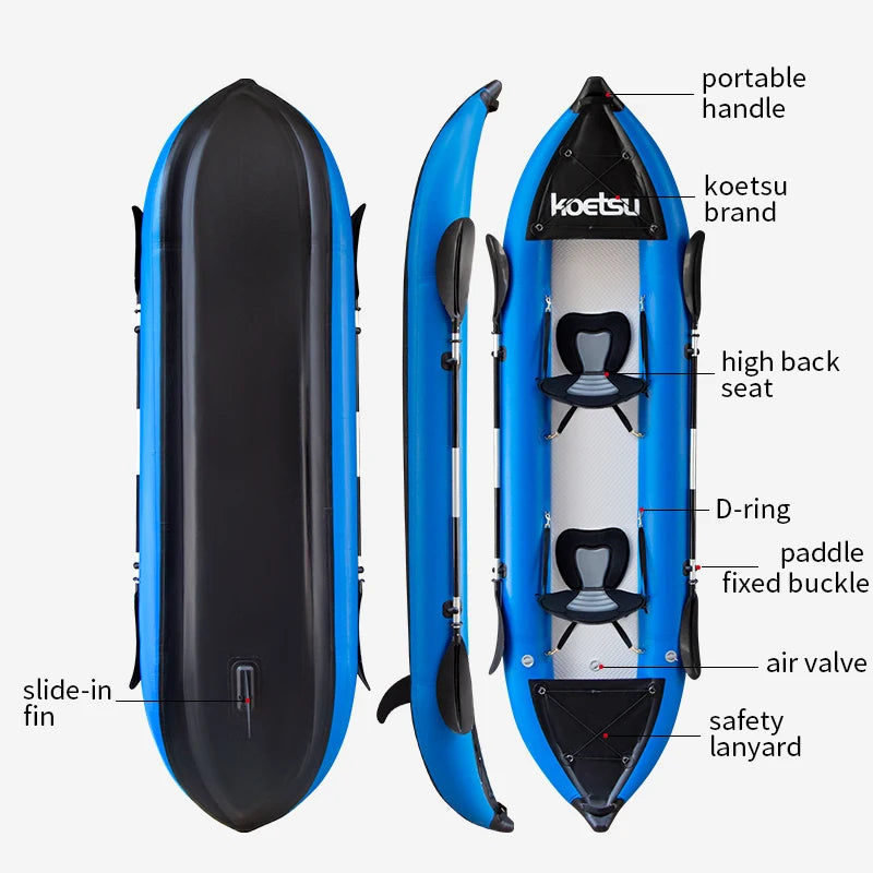 Lightweight & Stable PVC Inflatable Kayak for Single or Tandem Adventures