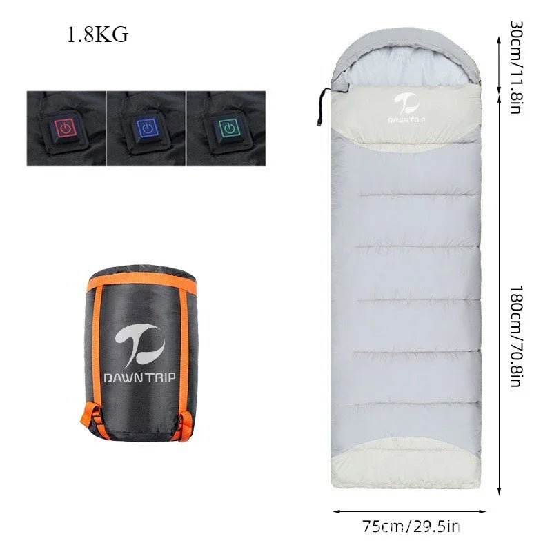 USB Heated Sleeping Bag – Waterproof Lightweight Winter Gear with 4-Zone Heating