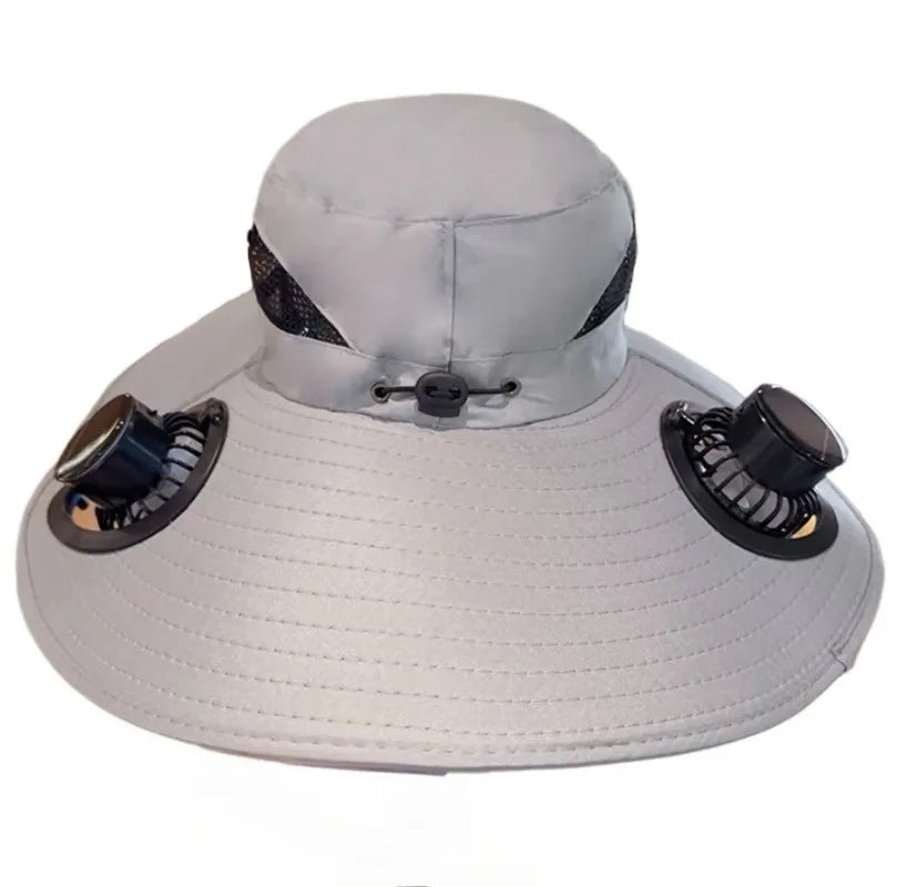 Solar Powered Sun Hat Cooling Fan UV Protection Outdoor Hiking Fishing Camping Summer Travel Bucket Hat Sun Protection Hat Trekker Essentials