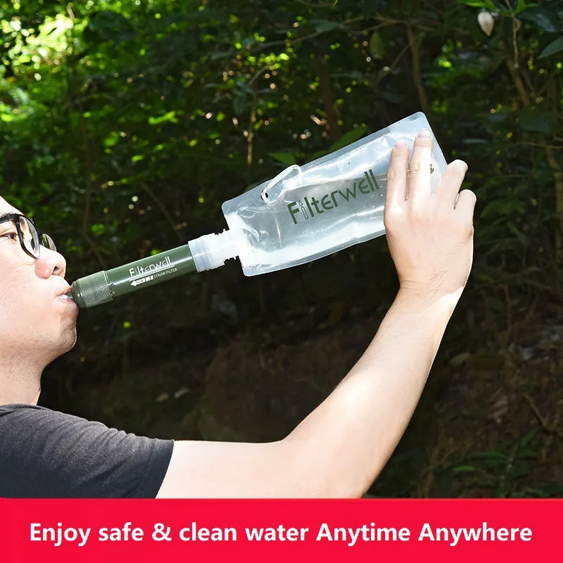 Portable Water Filter for Camping & Hiking – 0.01 Micron Backpacking Water Purifier with Squeeze Bag Trekker Essentials