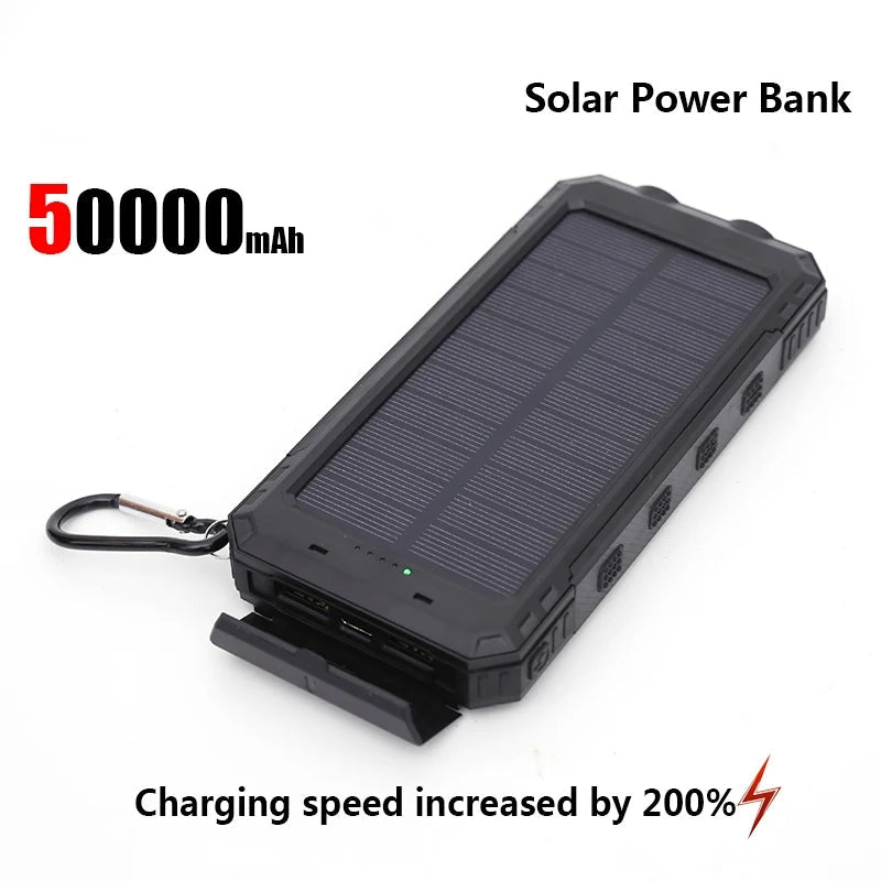 50000mAh Solar Power Bank – Portable Fast Charging External Battery with LED Flashlight & Digital Display Trekker Essentials