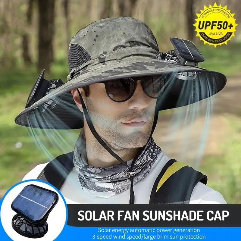 Large Size Quick Dry Bucket Hat With Solar Powered Fan USB Charging Sun Hat For Men Outdoor Hiking Camping Fishing Cooling Wear Trekker Essentials