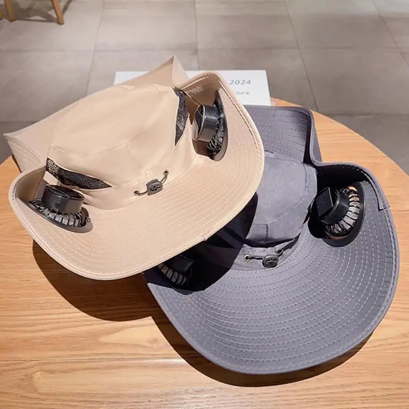 Large Size Quick Dry Bucket Hat With Solar Powered Fan USB Charging Sun Hat For Men Outdoor Hiking Camping Fishing Cooling Wear Trekker Essentials