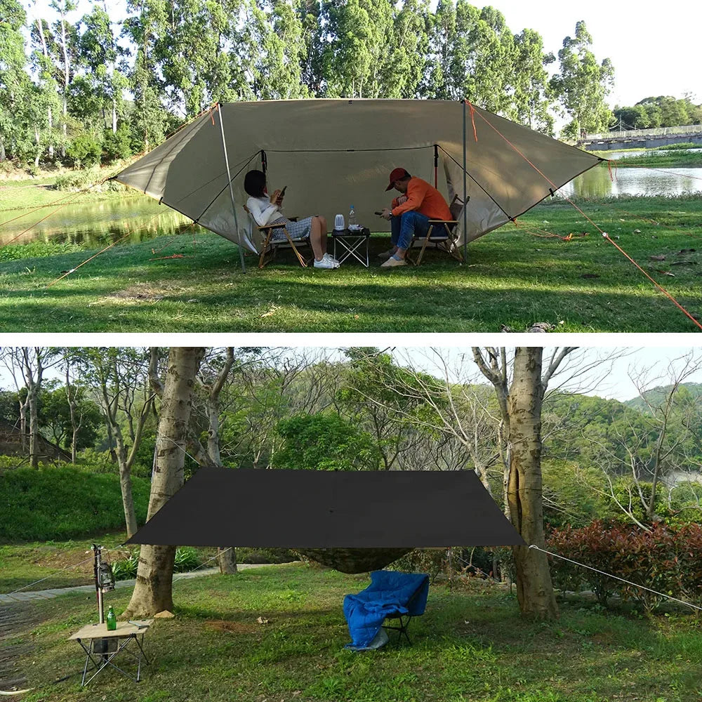 19 Hang Point Tarp Waterpoof Survival Bushcraft Sun Shelter Beach Shade Tent Outdoor Canopy Backpacking Tourist Awning 4x4 3x3m Trekker Essentials