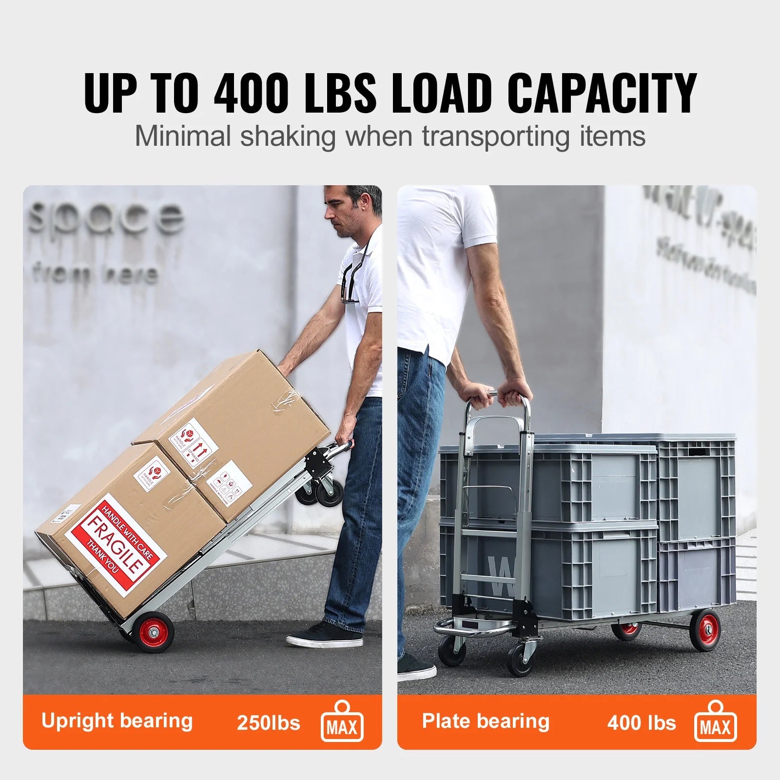SucceBuy 400 lbs Folding Hand Truck Lightweight Dolly with Wheels Foldable Luggage Utility Cart for Warehouse Transport Moving Trekker Essentials