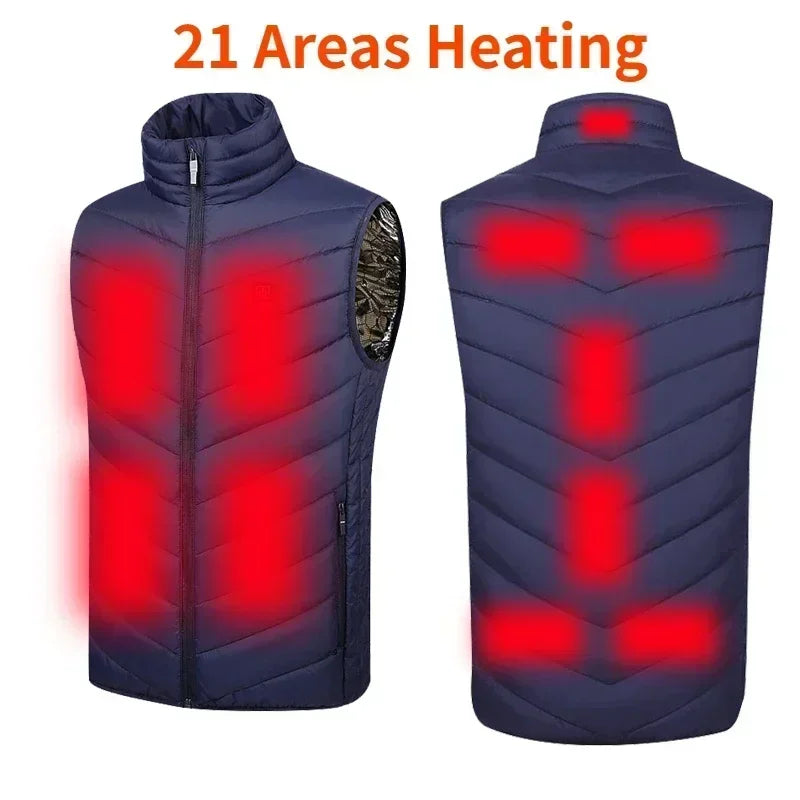 21-Zone Self-Heating Vest with USB Power | Men's & Women's Thermal Heated Jacket for Outdoor Activities