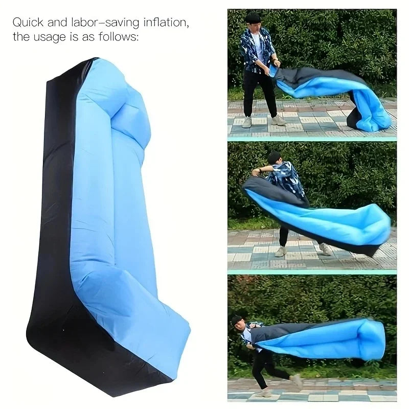 Portable Waterproof Inflatable Lounge Chair With Pillow, Quick Setup Air Sofa With Storage Bag For Camping Beach Festival Trekker Essentials