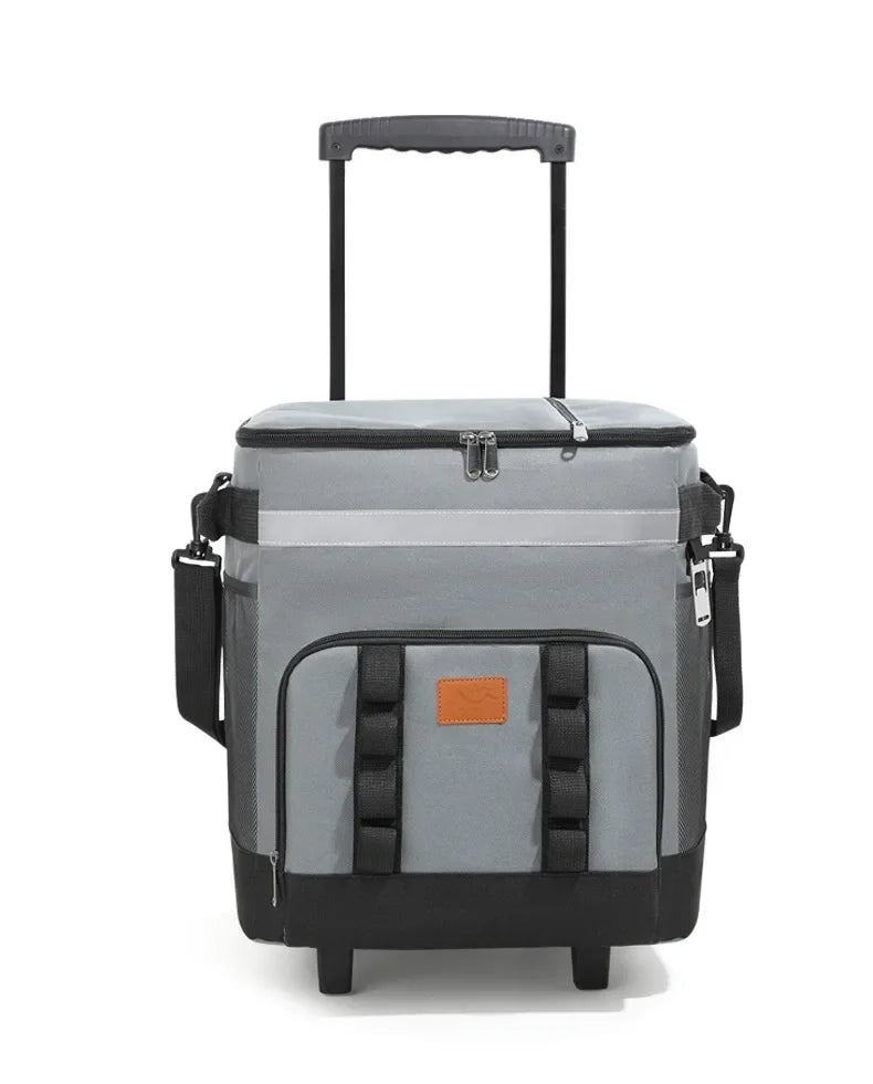 35L Leakproof Soft Cooler Bag with Wheels Large Capacity Insulated Thermal Tote for Picnic Camping Beach Delivery Multi-purpose Trekker Essentials