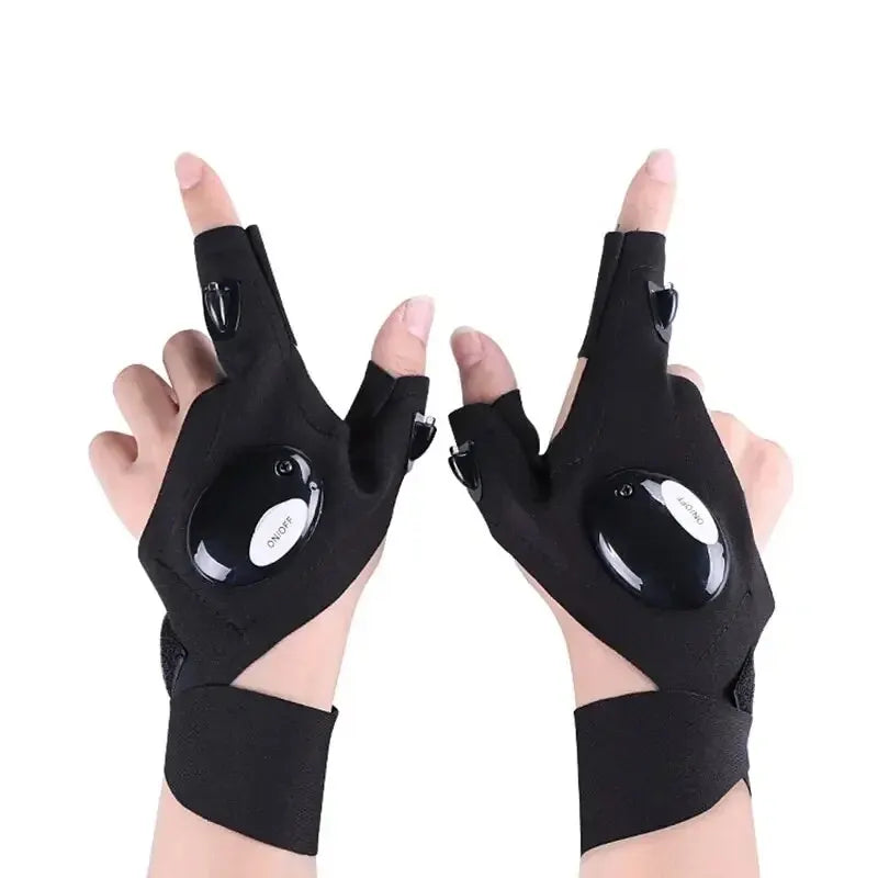 Night Light Fingerless LED Gloves Waterproof Outdoor Fishing Camping, Multi Light Outdoor Tool