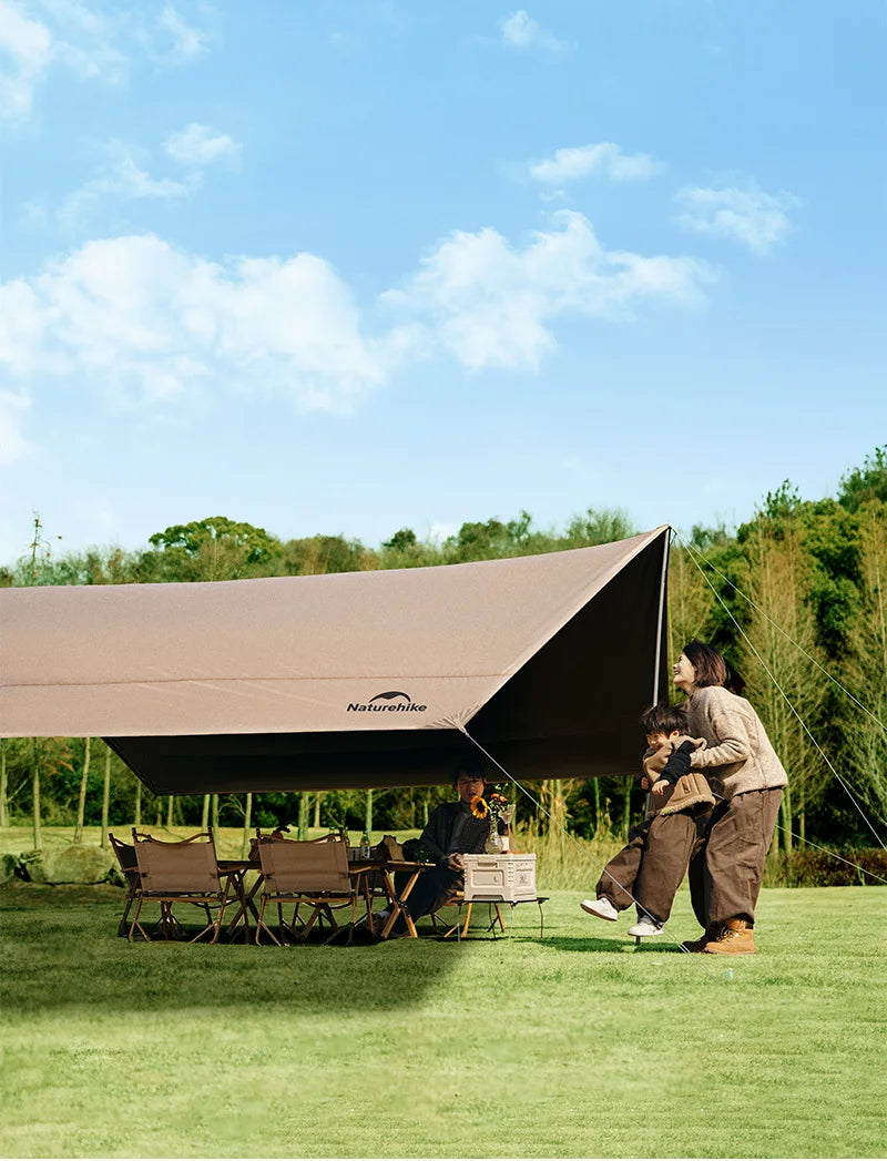 Naturehike Camping Sun Shelter Summer 10-12 Person Awning 17㎡ Sunshade Ourdoor Park Beach Tent Tarp Vinyl Coating Canopy Trekker Essentials
