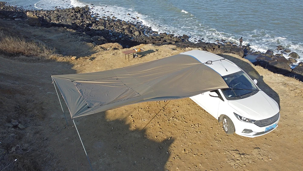 Car Side Awning Tent 3x5 Black Coating Tarp Camping Waterproof Canopy Outdoor Car Rear Tent